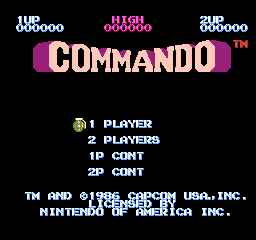 Commando (USA) Title Screen